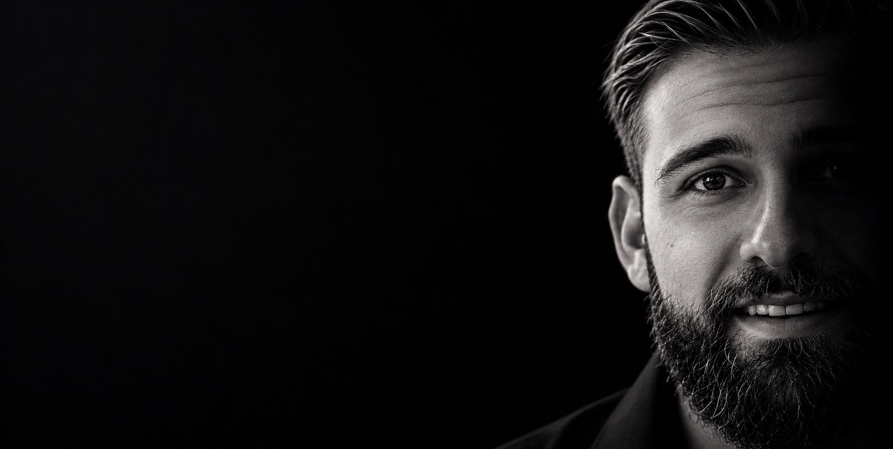 Black and white portrait of the founder of SKY HIGH Security